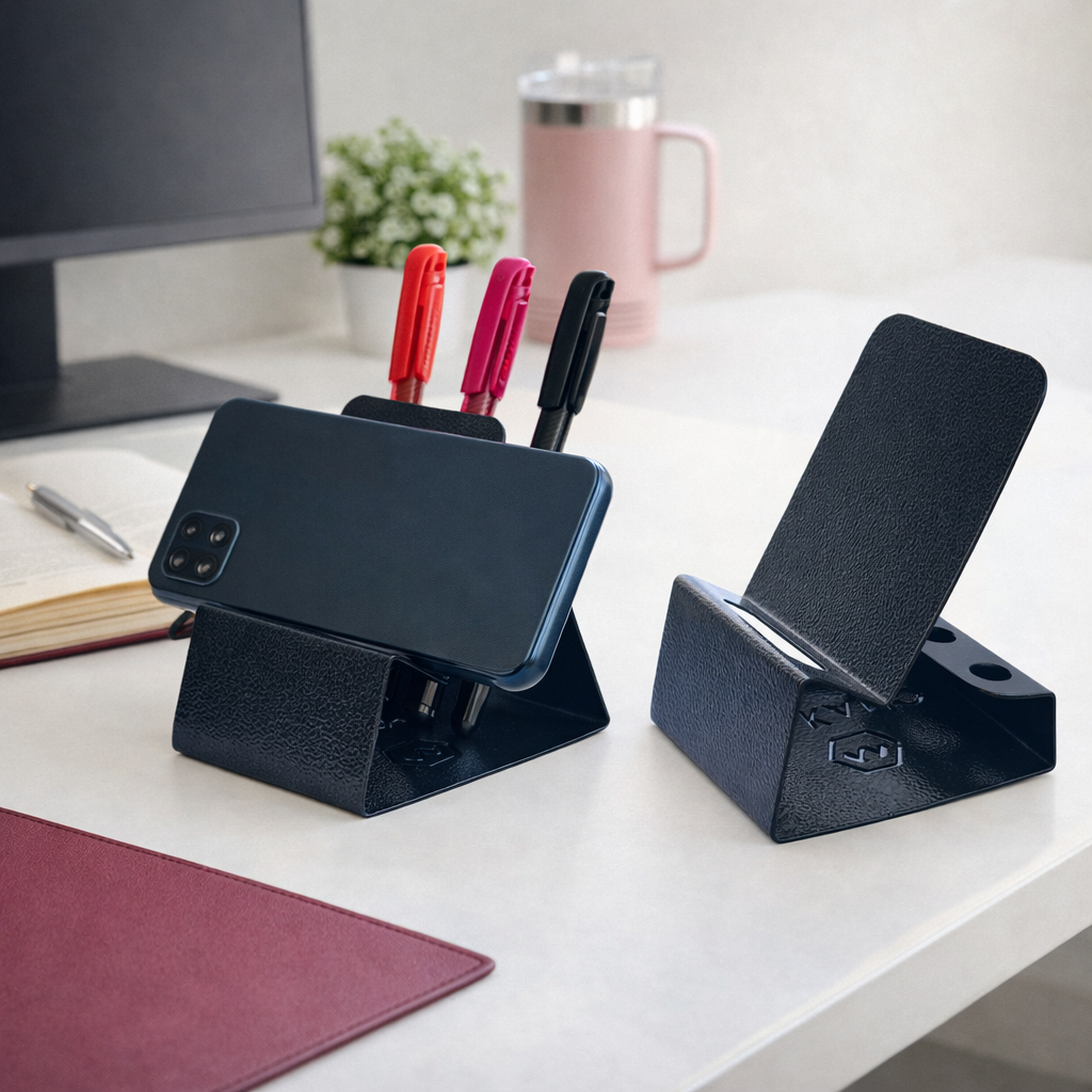 Phone holder with pen stand (Black)